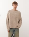 [Weekday] Weekday wool blend oversized jumper in beige nep yarn-Neutral M Beige