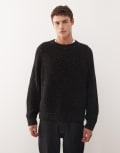 [Weekday] Weekday wool blend oversized jumper in black nep yarn M Black