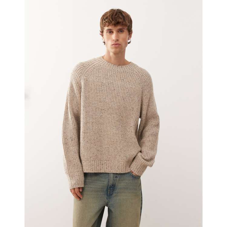 【新品未使用品】JACQUARD NY KNIT BEIGE Weekday wool blend oversized sweater in beige neppy yarn | ASOS