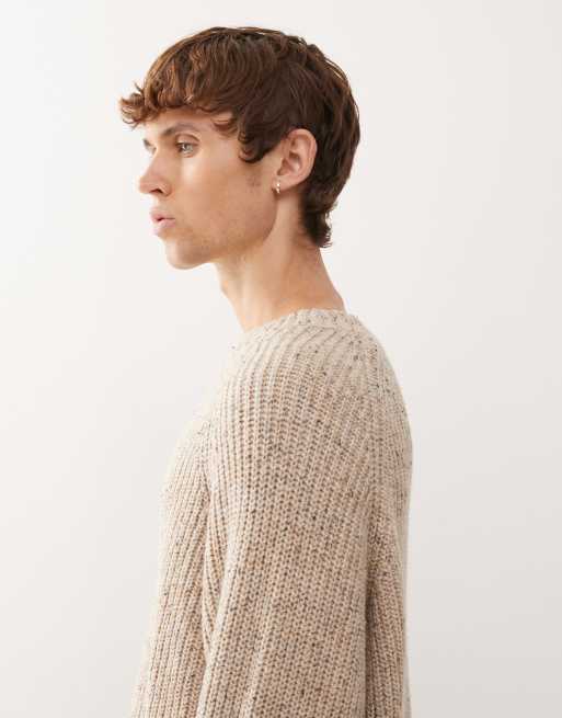 Weekday wool blend oversized sweater in beige neppy yarn | ASOS