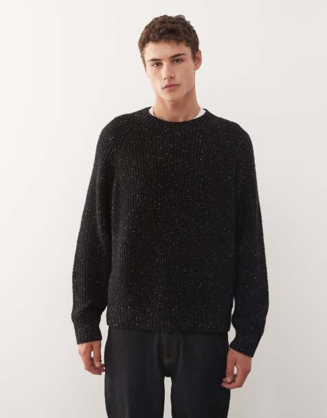 Weekday wool blend oversized sweater in black nep yarn - view 1
