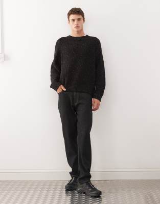 Weekday Wool Blend Oversized Sweater In Black