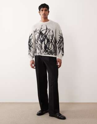 Weekday Wool Blend Oversized Sweater With Graphic Jacquard In White