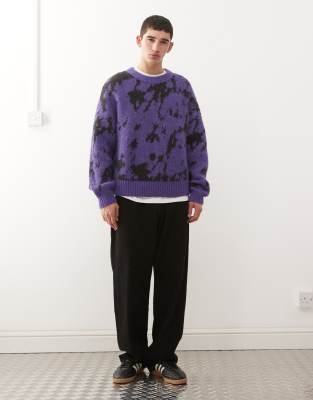 Weekday Wool Blend Oversized Sweater With Graphic Jacquard In Purple