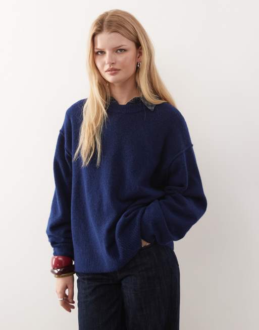 Weekday wool blend sweater in blue, 3 of 4