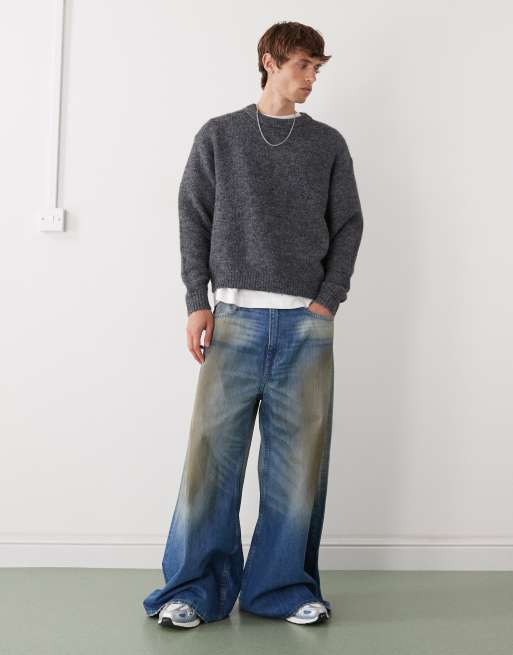 Weekday wool blend jumper in dark grey melange