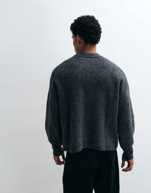 Weekday wool blend sweater in dark heather gray, 5 of 5