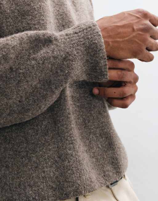 Weekday wool blend sweater in dark mole melange, 3 of 5