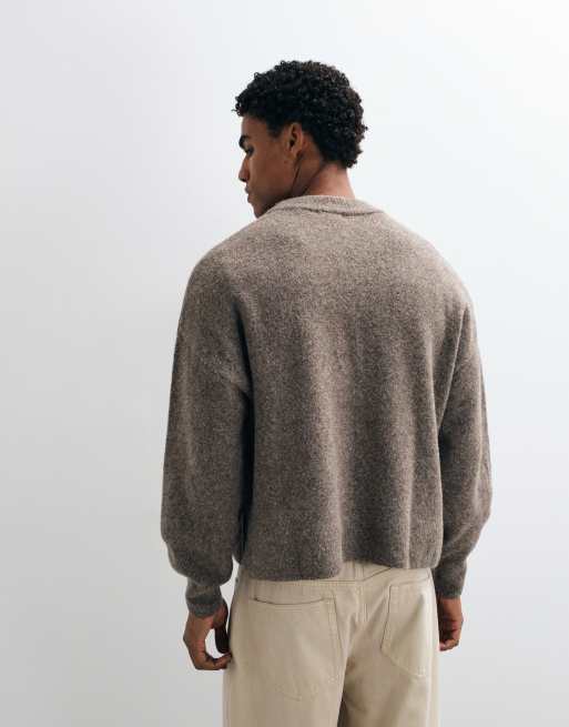 Weekday wool blend sweater in dark mole melange, 5 of 5