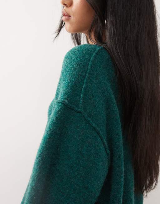 Weekday wool blend sweater in heathered dark green, 3 of 4