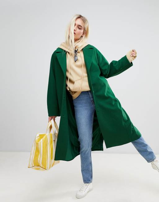 Weekday wool coat on sale in bottle green