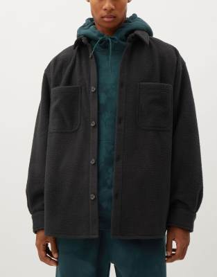 Weekday work fleece overshirt in black