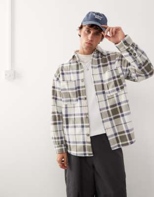Weekday work fleece overshirt in mole - view 1