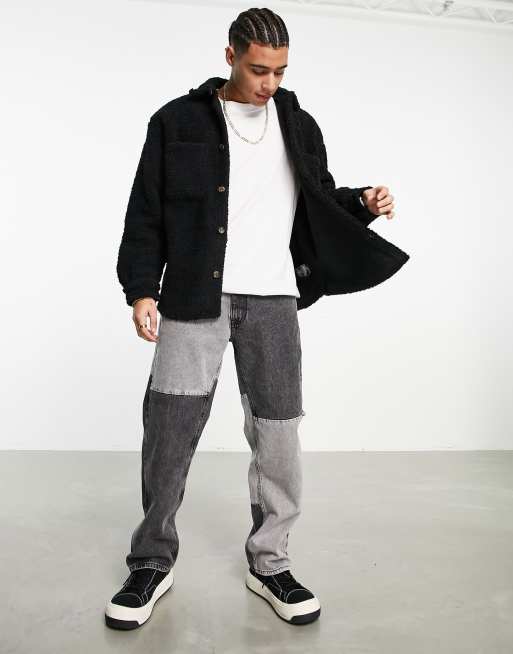 Weekday – Work – Hemdjacke aus Teddyfell in Schwarz