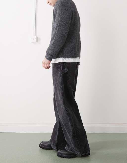 Weekday - Workwear broek met ballonpijpen in zwart met wassing, 2 van 5