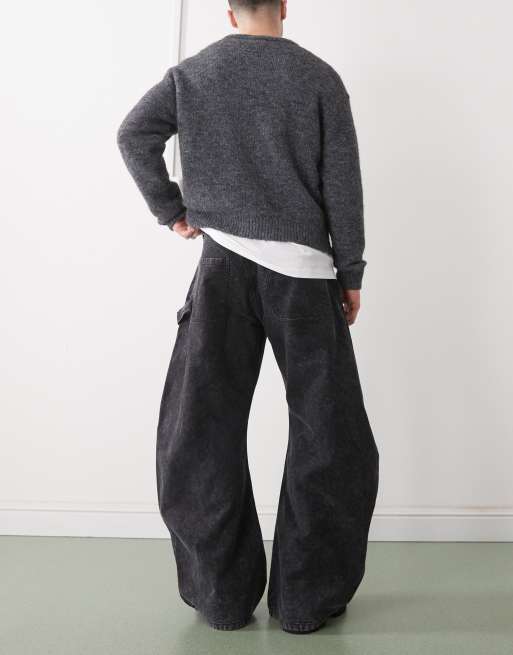 Weekday - Workwear broek met ballonpijpen in zwart met wassing, 3 van 5