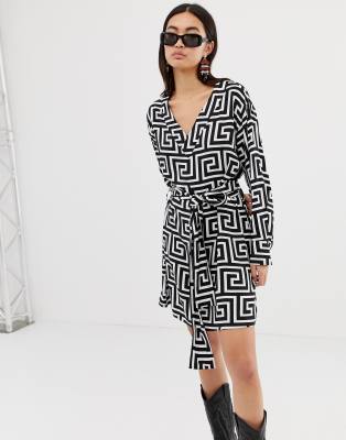 geometric wrap dress