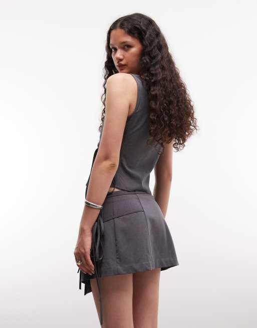 Weekday wrap mini skirt co-ord in dark grey | ASOS