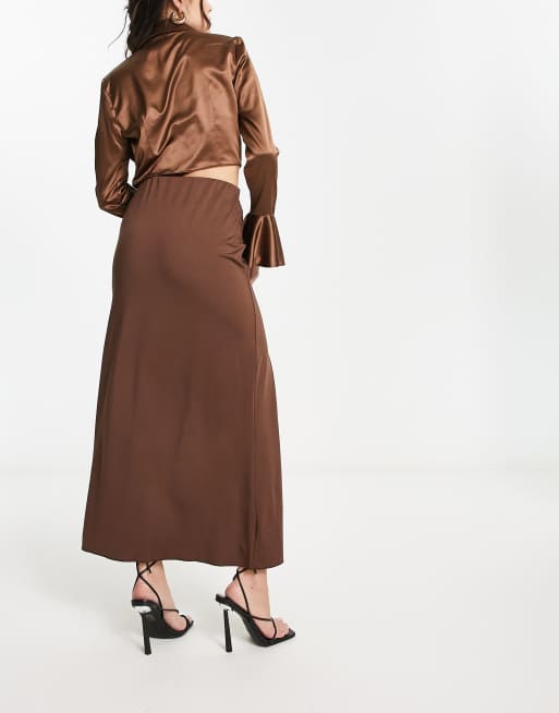 Jersey skirt 2025 in brown