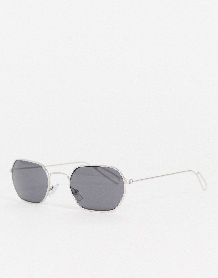 Weekday – Yachy – Silverfärgade sexkantiga solglasögon