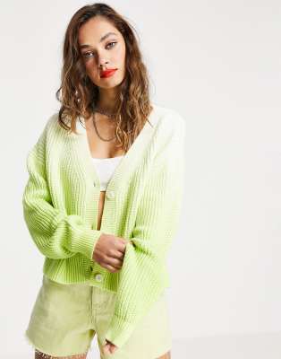 Weekday Yvette cotton ombre cardigan in yellow - YELLOW - ASOS Price Checker