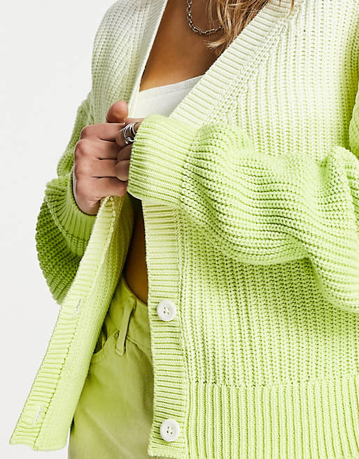Jumpers & Cardigans Weekday Yvette organic cotton ombre cardigan in yellow 