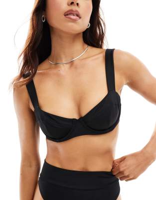 Zadie wire bikini bra top in black