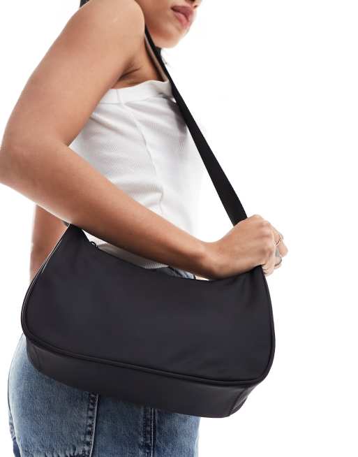 Weekday Zari nylon shoulder bag in black