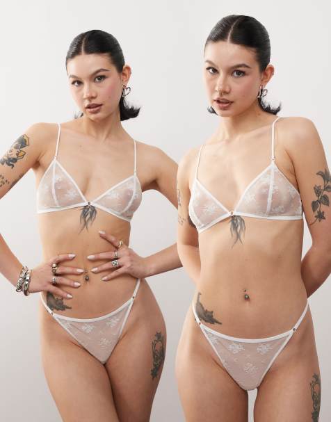 Weekday Zelda 2-pack lace thong in white - view 1