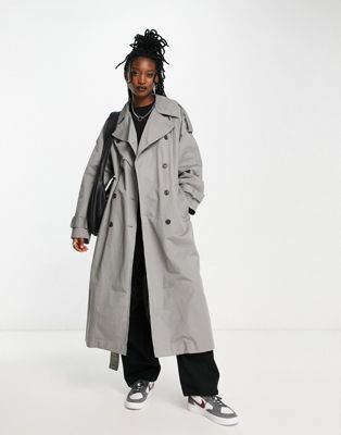 Weekday Zenni trench coat in grey