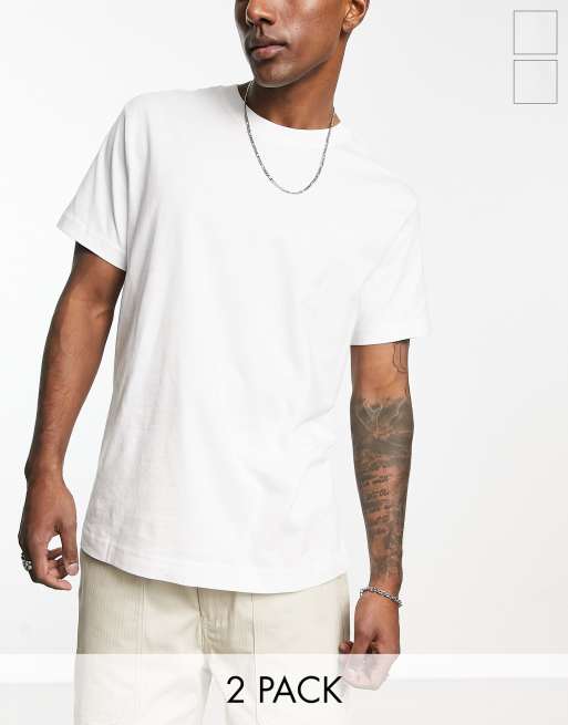 Weekday – Zestaw 2 białych T-shirtów o luźnym kroju