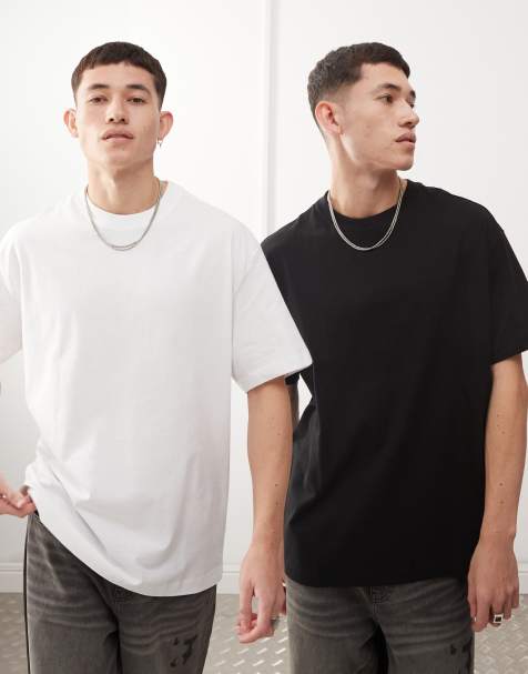 Weekday – Zestaw 2 T-shirtów oversize w kolorze czarnym i białym - view 1