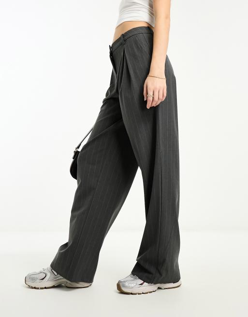 Weekday Zia slouchy pants in gray melange pinstripe, 2 of 4