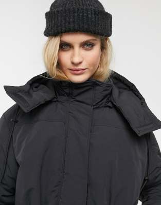 weekday high neck padded jacket with drawstring