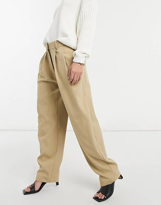 Trousers & Leggings Weekday Zinc tailored trousers in beige 