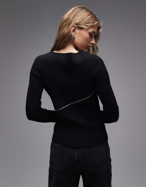 Weekday zip detail jumper in black, 4 of 4