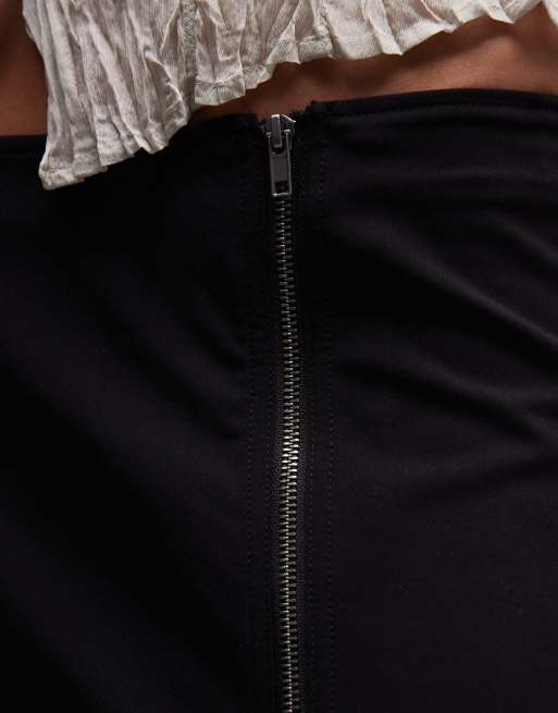 Weekday zip detail mini skirt in black, 4 of 5
