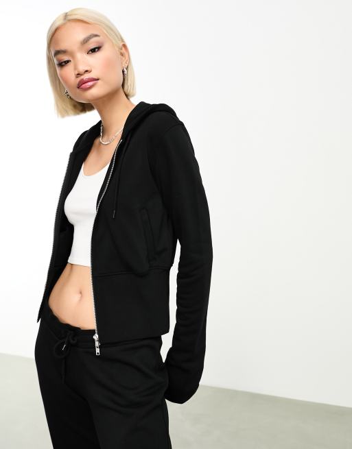 Fitted cropped discount zip up hoodie