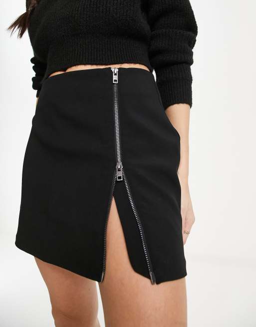 Black mini 2025 skirt zipper