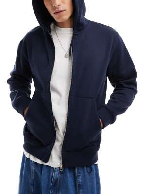 zip up hoodie in navy