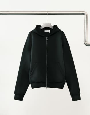 Weekday Zip Up Hoodie In Black