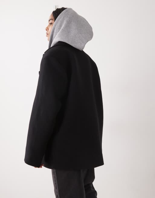 Weekday – Zweireihige Blazer-Jacke aus Wollmix in Schwarz mit Oversize-Schnitt, 2 von 4