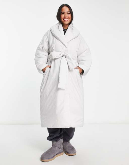 Long grey best sale padded coat