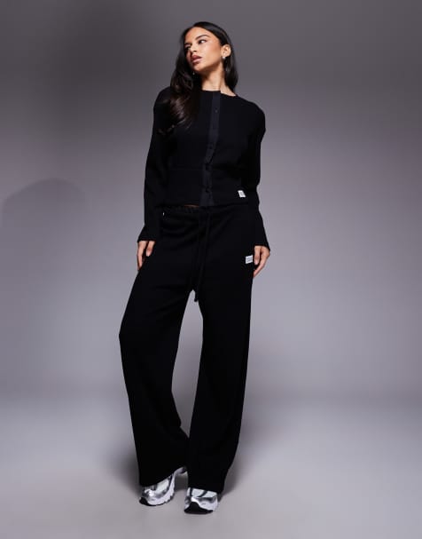 Weekend Collection - Pantalon de jogging d'ensemble ample en tissu gaufré - Noir - view 1