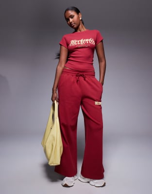 Asos Weekend Collective Weekend Collective Baby Tee With Mixed Font Graphic In Red