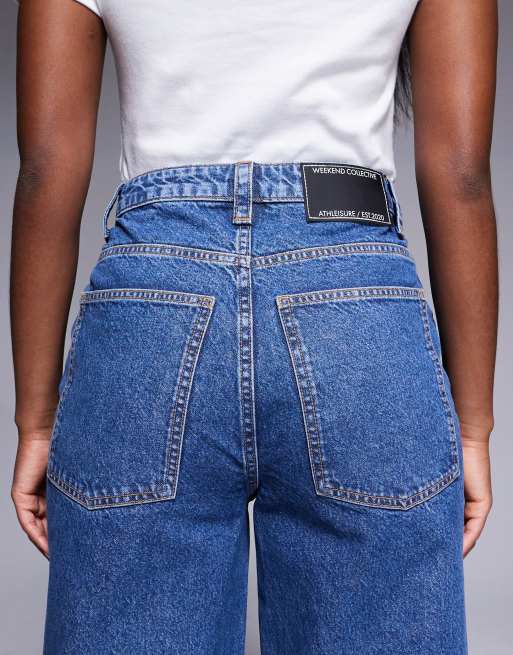 Weekend Collective baggy barrel fit jeans in mid blue wash, 4 of 5