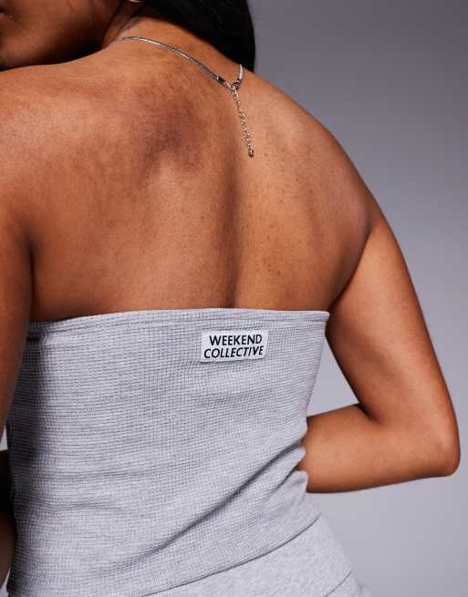 Weekend Collective bandeau waffle top in grey marl (part of a set), 2 of 4