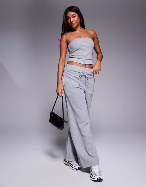 Weekend Collective bandeau waffle top in grey marl (part of a set), 4 of 4
