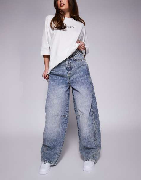 Weekend Collective barrel leg jean in blue bleach wash - view 1