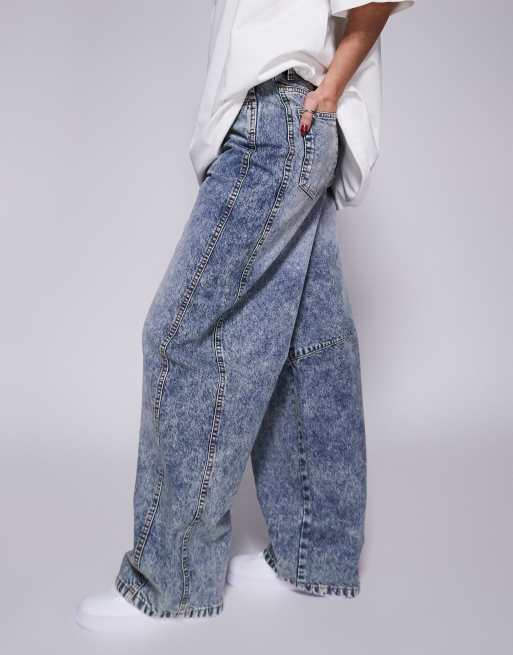 Weekend Collective barrel leg jeans in blue bleach wash, 4 of 5